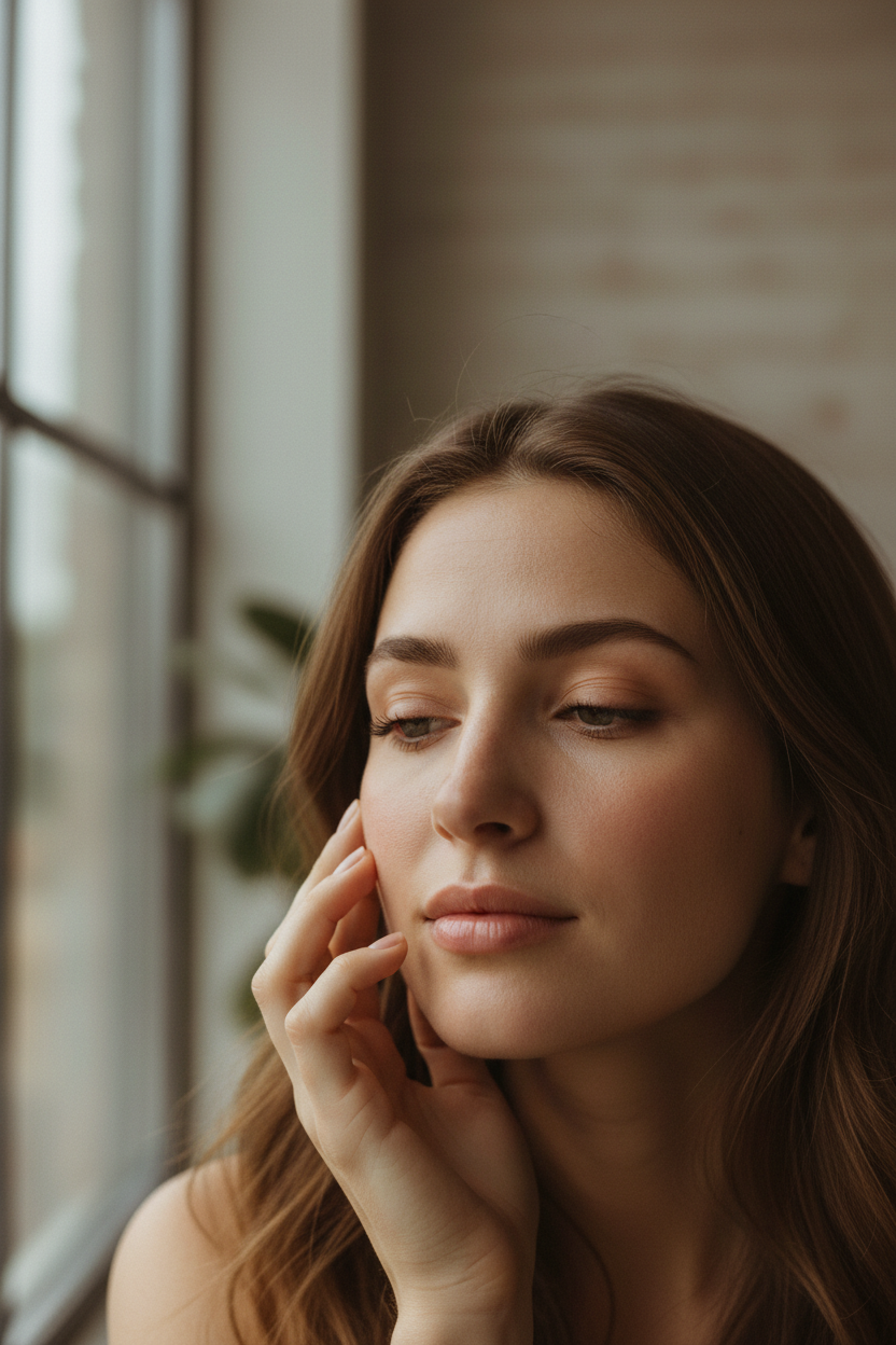 Is it normal for anti-aging products to sting on sensitive skin — barrier-stressed skin close-up with calm editorial beauty lighting