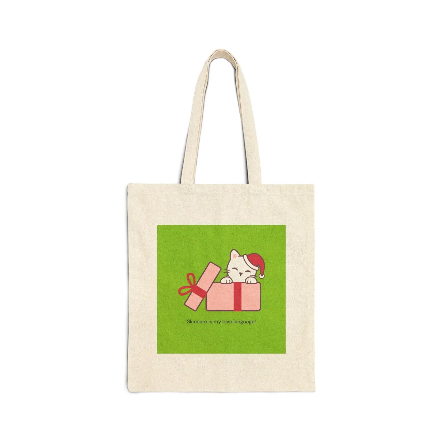 Cute Cat Skincare Cotton Canvas Tote Bag - Eco-Friendly Gift for Cat Lovers KREMOLOGIE