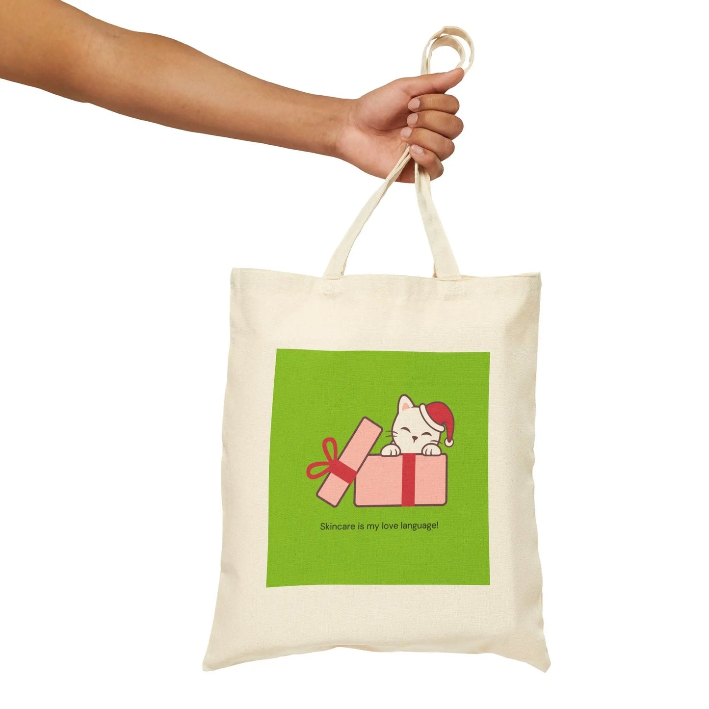 Cute Cat Skincare Cotton Canvas Tote Bag - Eco-Friendly Gift for Cat Lovers KREMOLOGIE