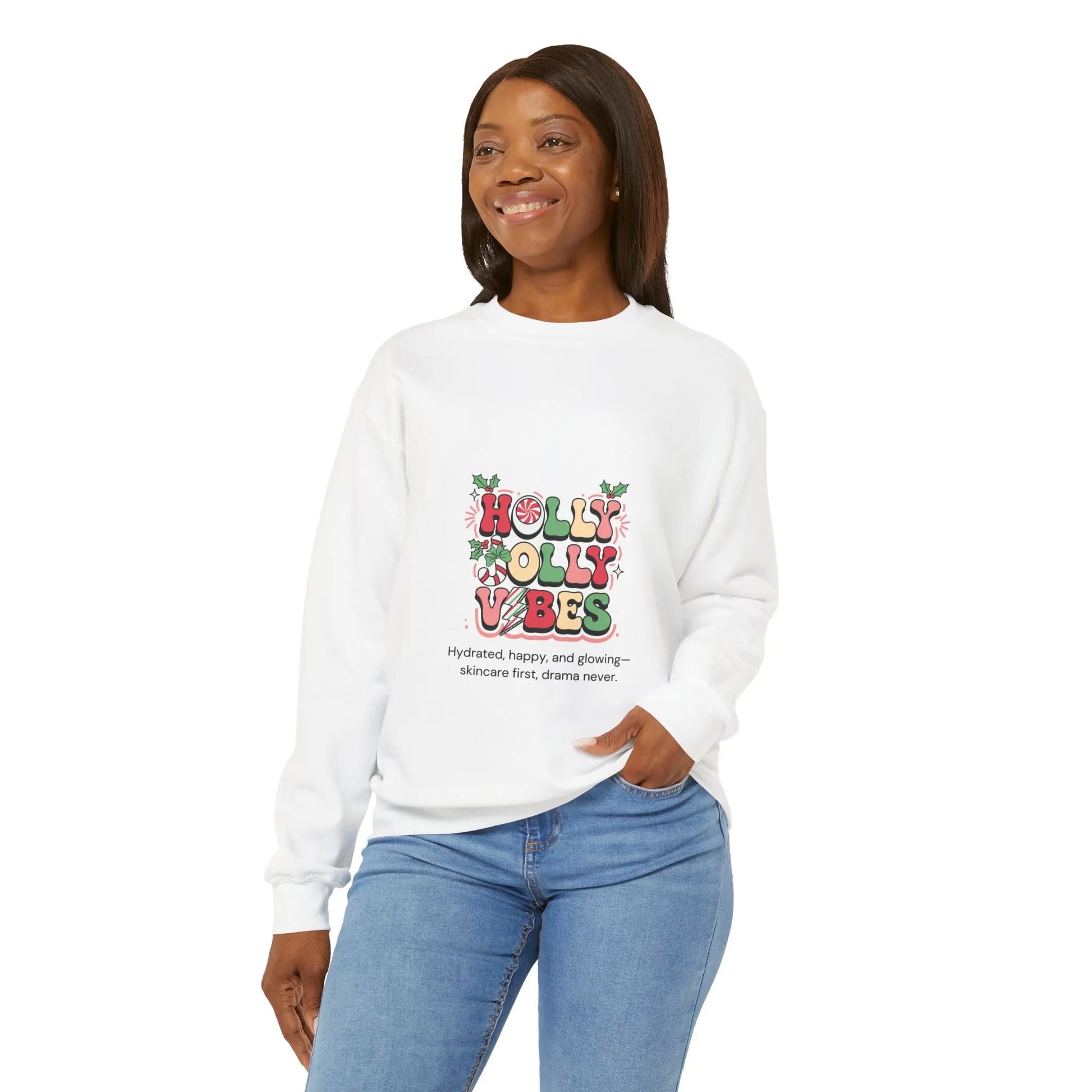 Holly Jolly Vibes Sweatshirt - Unisex Heavy Blend for Self Care Holiday Cheer KREMOLOGIE