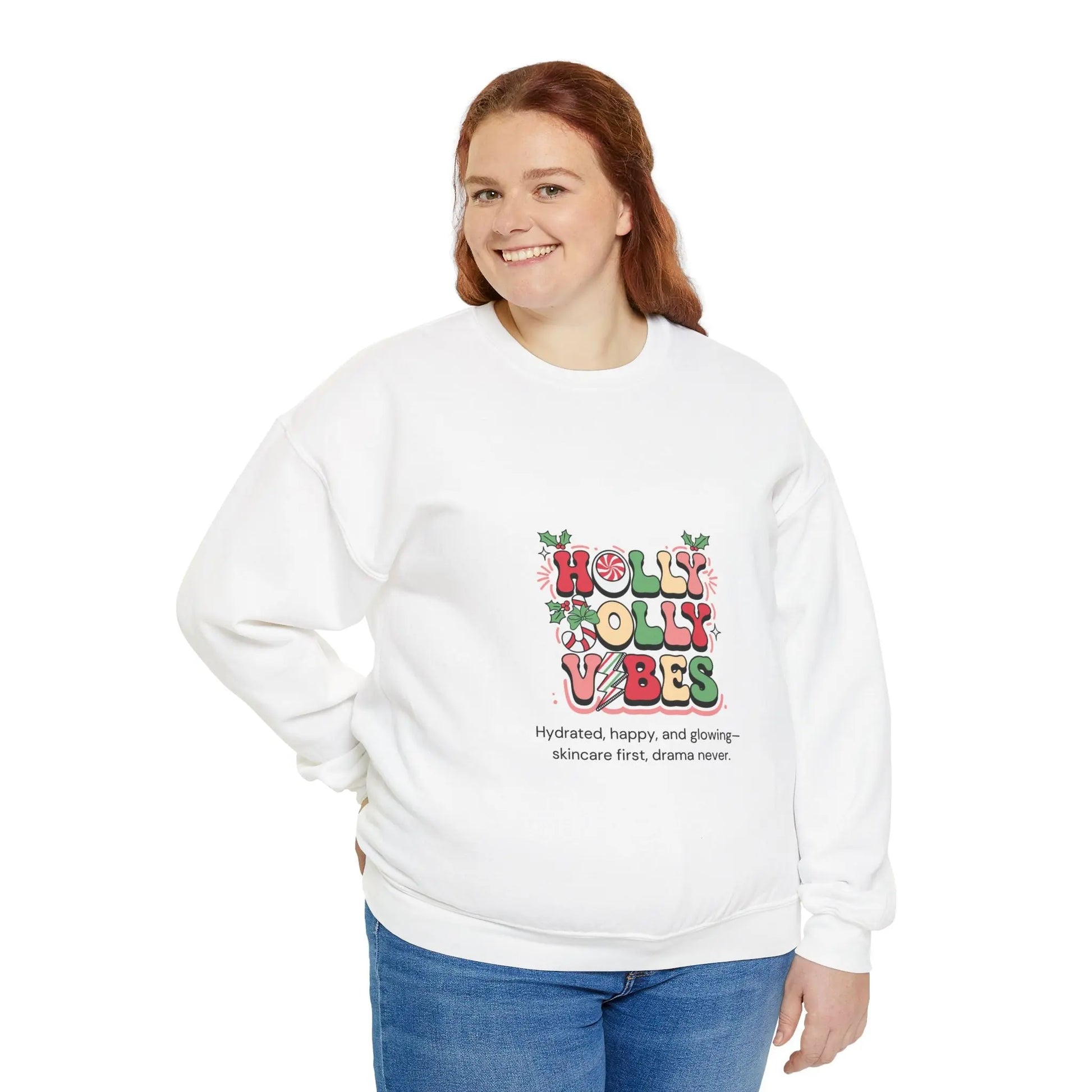 Holly Jolly Vibes Sweatshirt - Unisex Heavy Blend for Self Care Holiday Cheer KREMOLOGIE