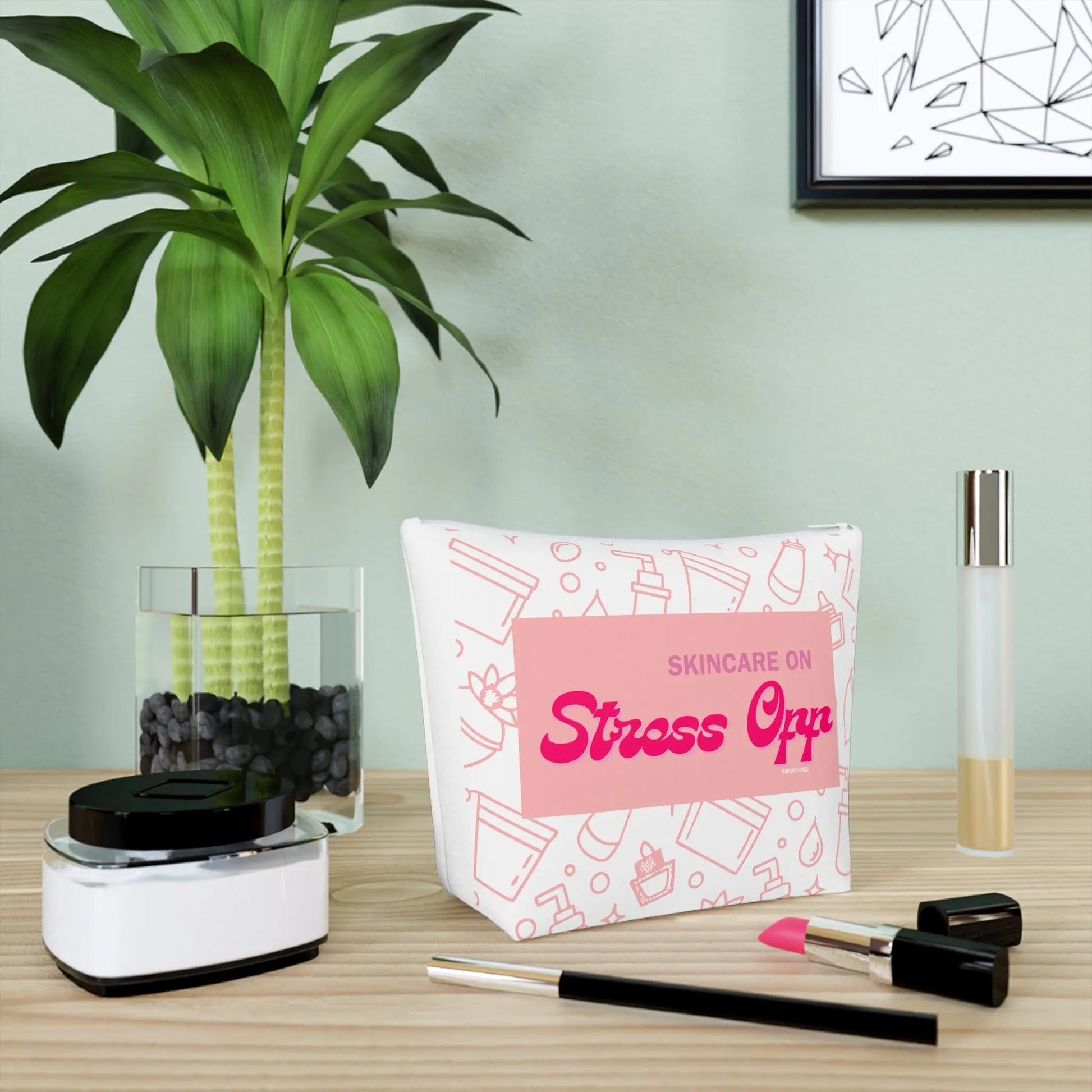 Skincare On Stress Off Cotton Cosmetic Bag - Perfect for Beauty Lovers KREMOLOGIE