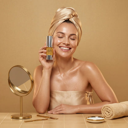 KREMOLOGIE glow gold serum Model Product Photo